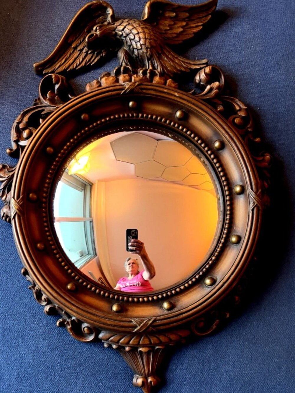 MCM Americana Eagle Convex Wall Mirror Federal 21" Original Tag Syroco Inc USA - Picture 9 of 9